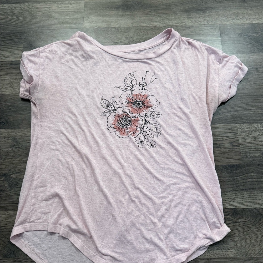 Maurices Light Pink Floral Graphic Tee